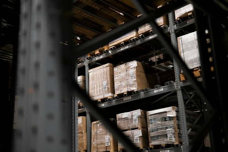 Pallets of goods staged in a warehouse